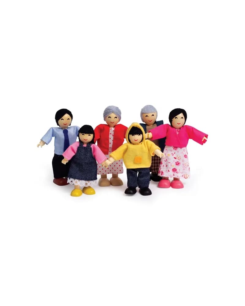 6pc Happy Family Asian Plush Doll Set Grandpa Grandma Mom Dad Kids - Multi