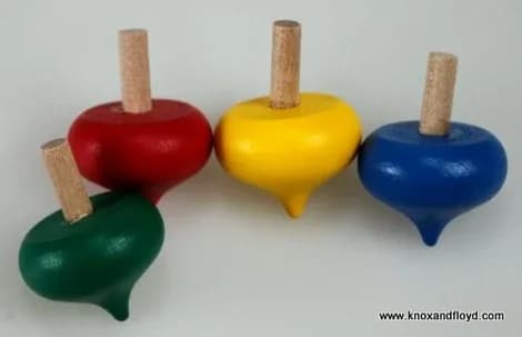 Mini Wooden Spinning Tops Blue