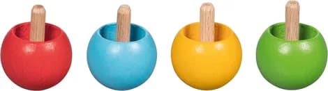 Wooden Spinning Tops – 30mm - Flip Over Tops - Yellow